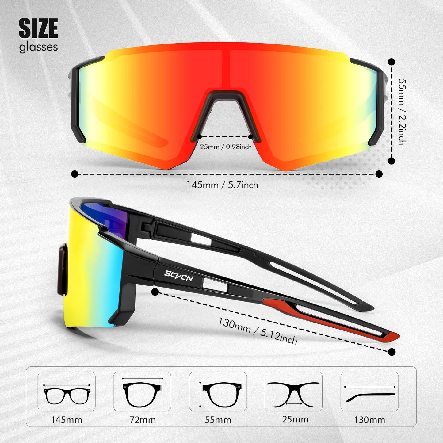 SCVCN Sport Sunglasses for Men and Women – Cycling, MTB, Biking, Camping, Golf, Baseball, Y2K Fashion, UV400, Street Style - ALPINE WEAR