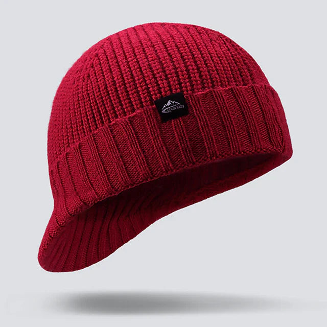Herren Winter-Mütze – Rippstrick-Beanie mit Umschlag
