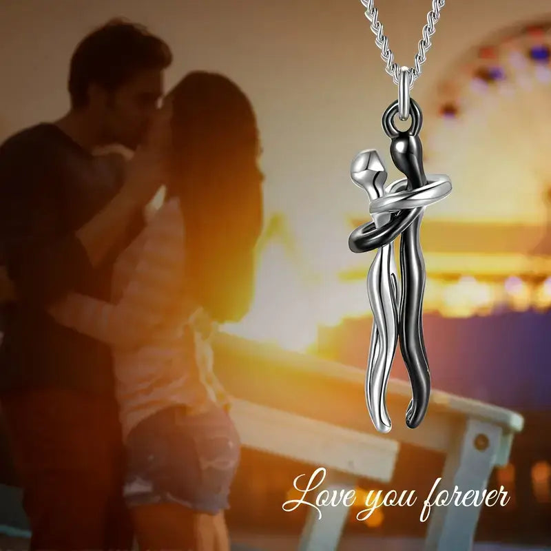 Eternal Embrace Necklace – Buy 1, Get 2 + Free Gift Box, eternal embrace necklace, couple necklace set, buy 1 get 2 necklace, matching couple necklaces, luxury gift necklace box, titanium necklace couples, romantic gift necklace, anniversary gift for her/him, boyfriend girlfriend necklace, love pendant necklace set, necklace with gift box, double necklace offer
