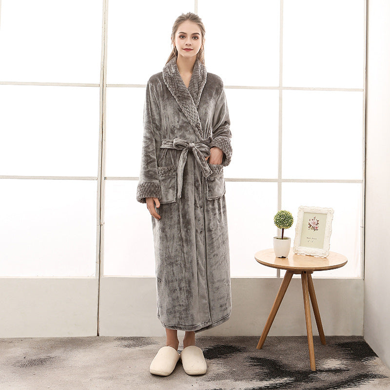 Unisex Strukturierter Morgenmantel - Schalkragen Robe