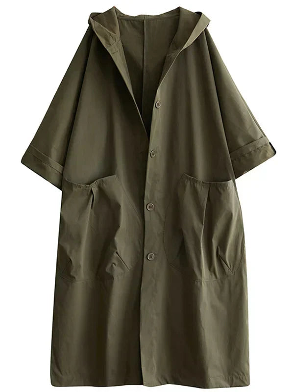 Damen Wasserdichter Trenchcoat - Übergroße Passform mit Tiefen Taschen