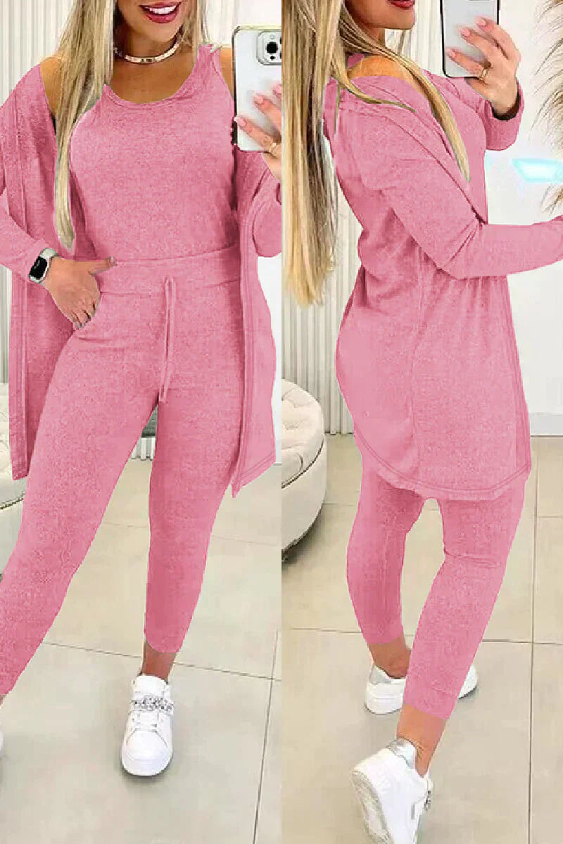 Damen Dreiteiliges Set - Cardigan, Tanktop & Leggings