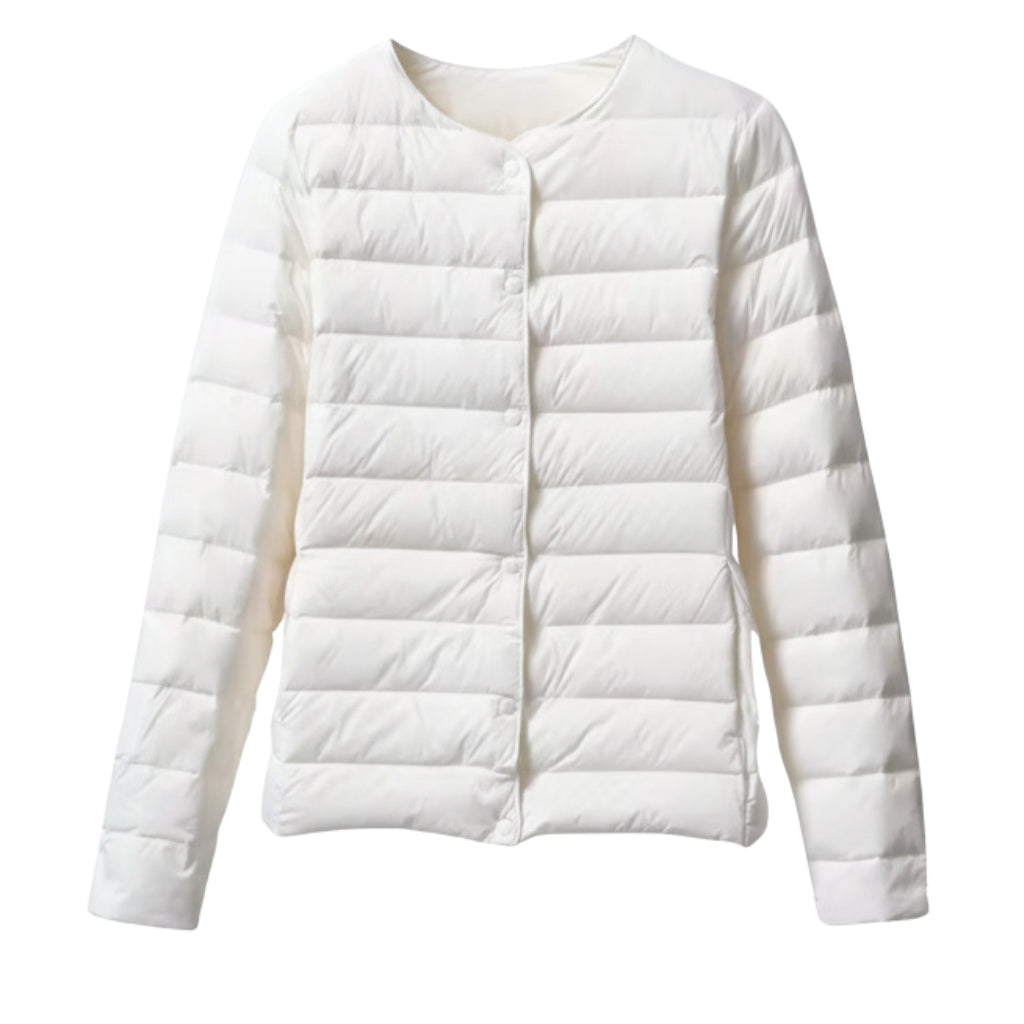 Damen Leichte Steppjacke - Rundhalsausschnitt mit Knopfleiste