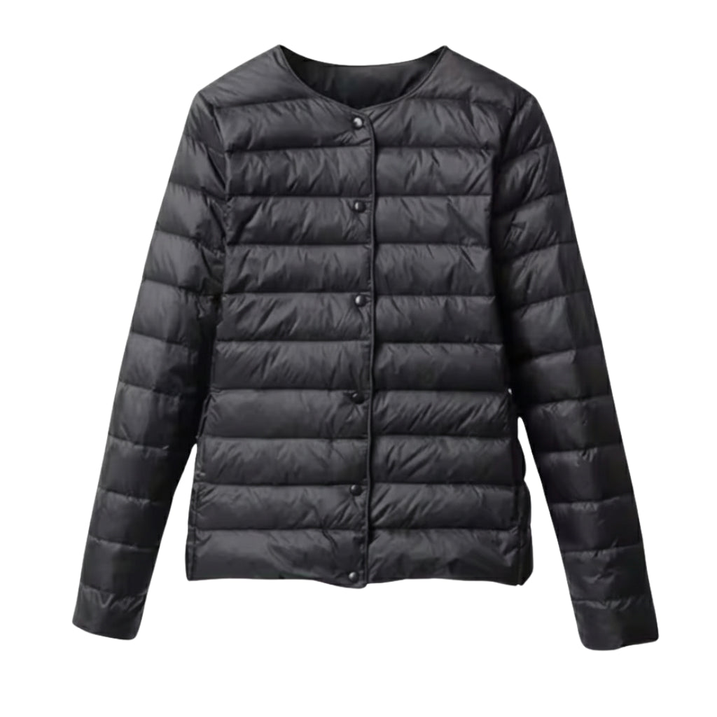 Damen Leichte Steppjacke - Rundhalsausschnitt mit Knopfleiste