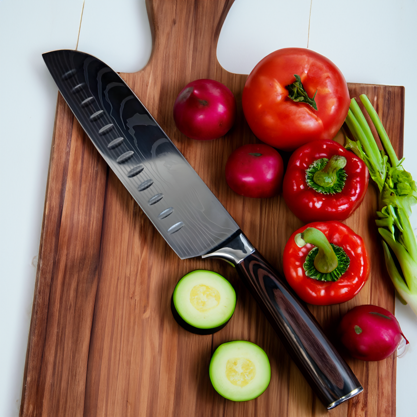 8-teiliges Kochmesser Set – Chefmesser mit Damast-Design