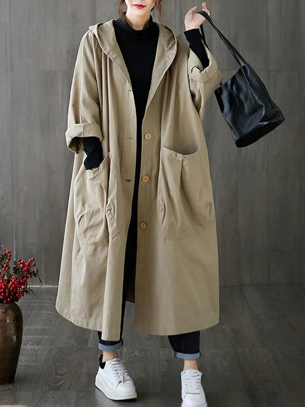Damen Wasserdichter Trenchcoat - Übergroße Passform mit Tiefen Taschen