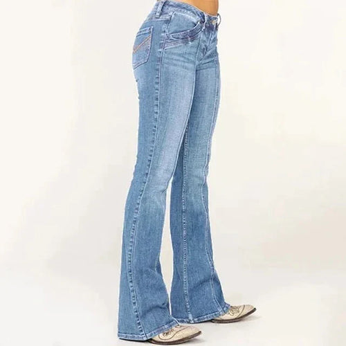Damen Hoch Taillierte Schlagjeans - Frontnaht & Stretch-Passform