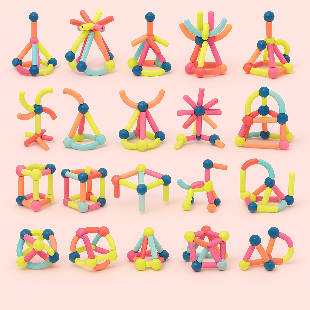 Magnet Baukasten Stäbe & Bälle – Pädagogisches 3D Konstruktionsspiel