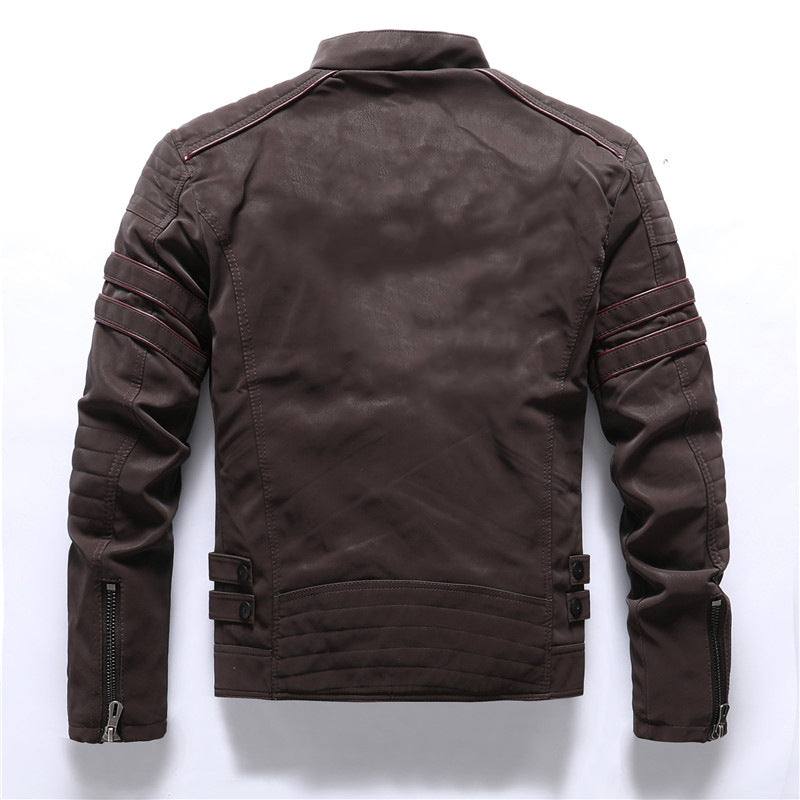 Herren Gesteppte Biker-Stil Jacke - Reißverschlusstaschen mit Stehkragen