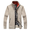 Herren Full-Zip Cardigan - Stehkragen mit Karofutter