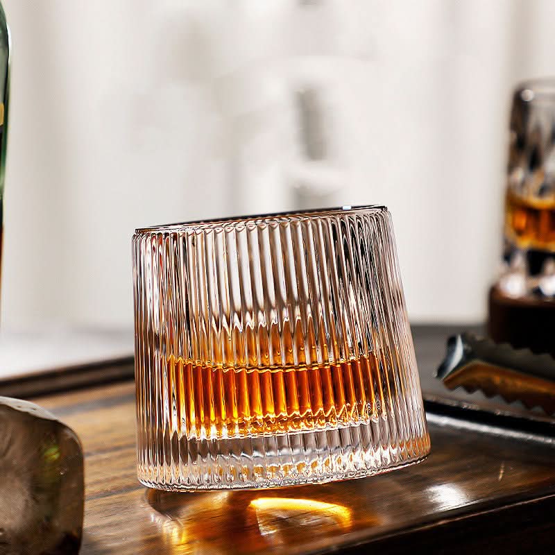 Drehbares Whiskey-Glas-Set - Diamantschliff Rotierender Tumbler