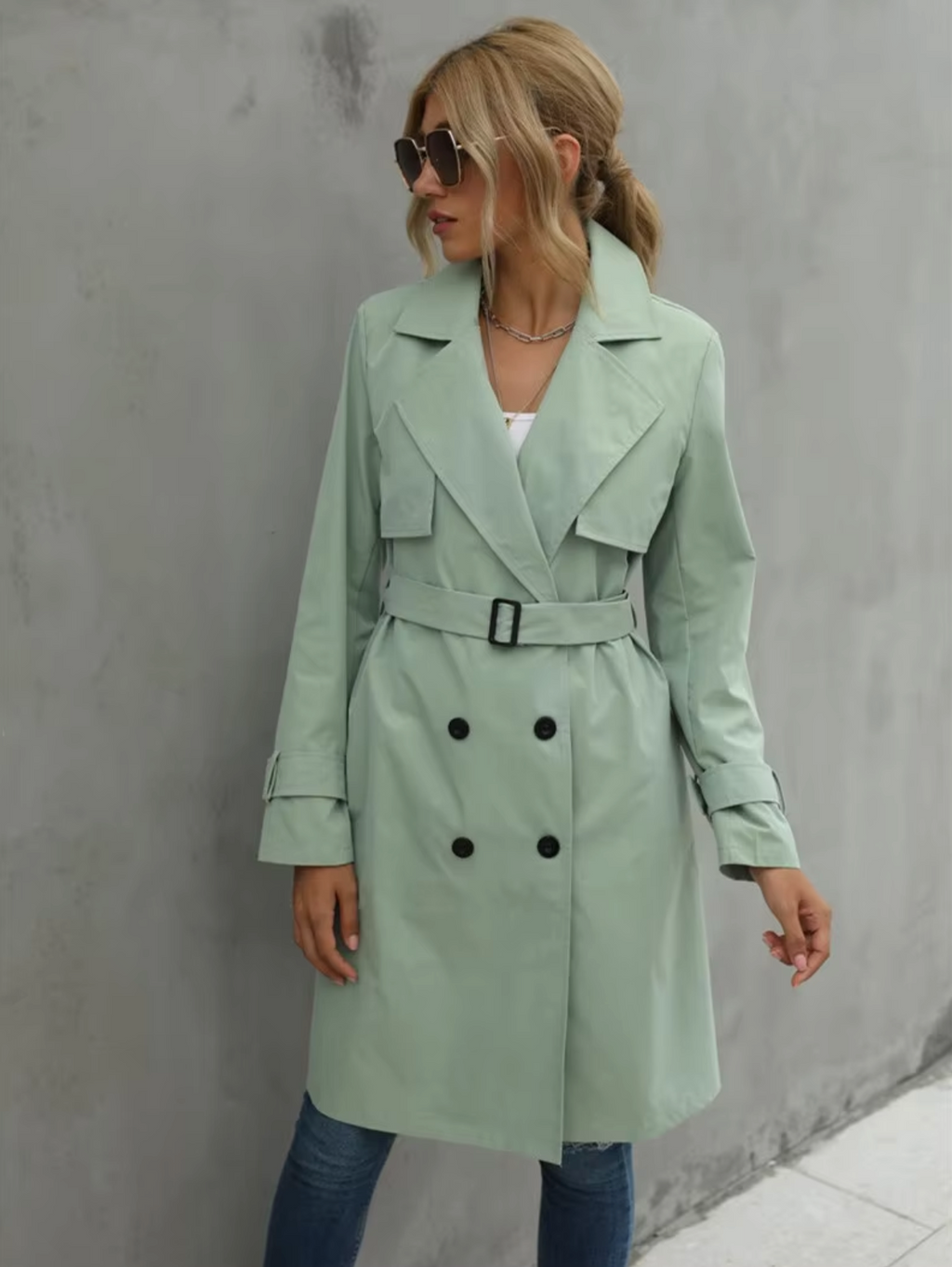 Damen Stilvoller Trenchcoat mit Gürtel - Gemütliche Oberbekleidung