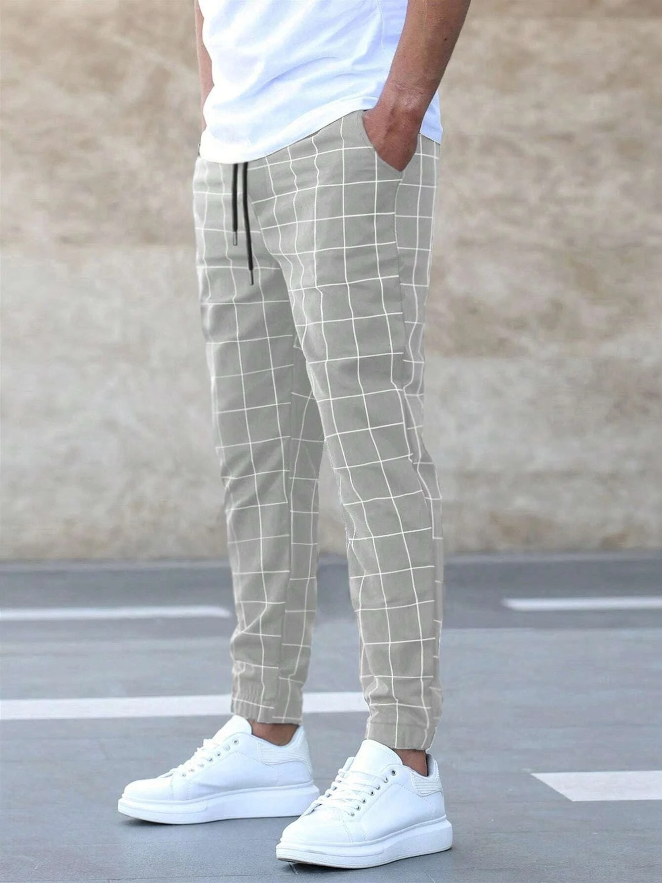 Stilvolle Skinny Karomuster-Langhose für Herren