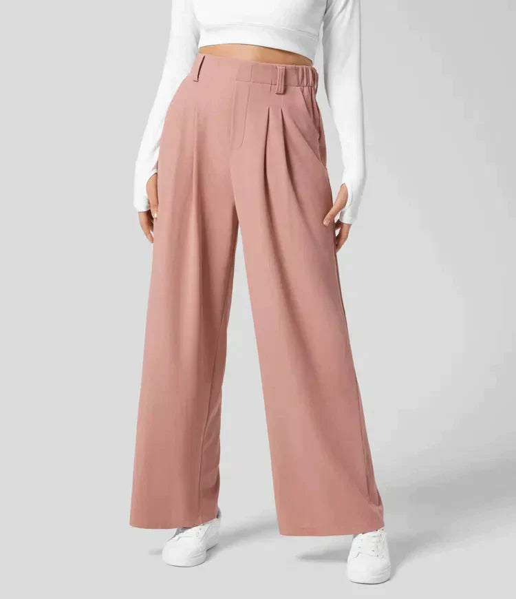 Damen Plissee Arbeitshose - Weites Bein & High-Waisted