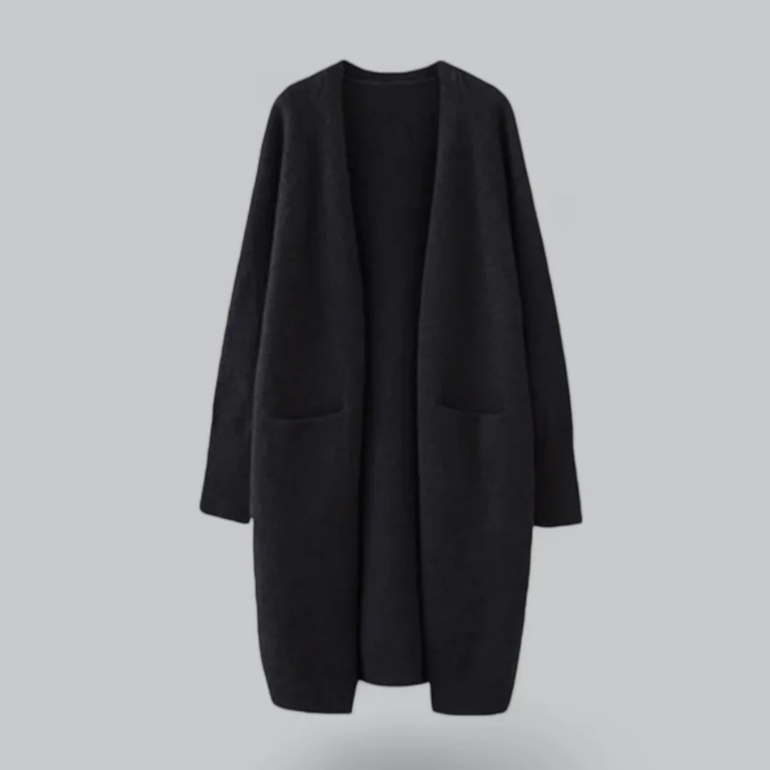 Damen Langer Cardigan – Oversized mit Aufgesetzten Taschen