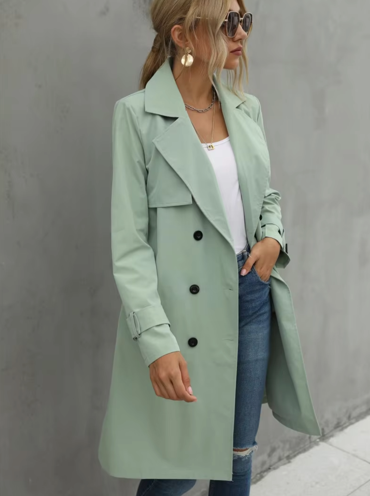 Damen Stilvoller Trenchcoat mit Gürtel - Gemütliche Oberbekleidung