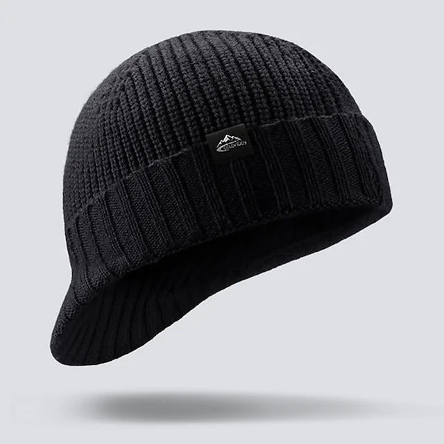 Herren Winter-Mütze – Rippstrick-Beanie mit Umschlag