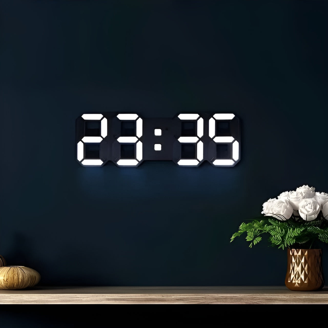 Moderne 3D Digitale Wanduhr - LED Zeitanzeige für Zuhause & Büro