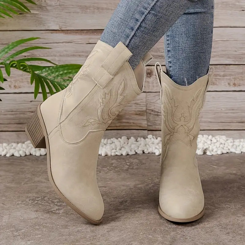 Damen-Cowboy-Stiefel – Western-Naht-Design