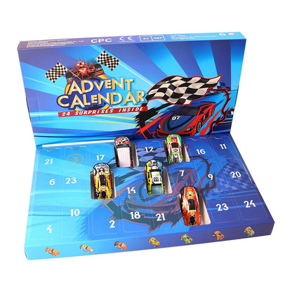 Weihnachts-Adventskalender Spielzeug-Set - 24 Mini-Rennautos & Überraschungen
