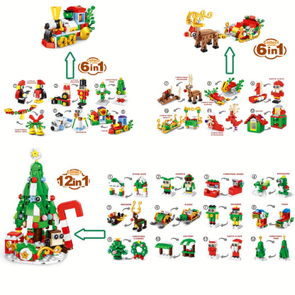 Weihnachts-Adventskalender Baustein-Set - 24-in-1 Multimodell-Design