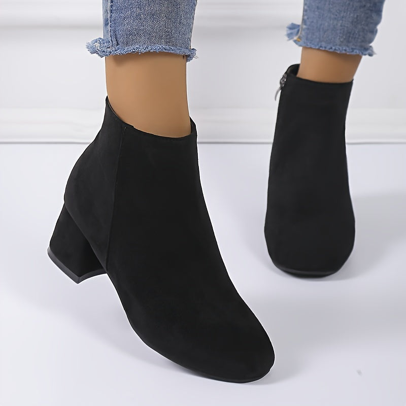 Damen Stiefeletten mit klobigem Absatz - Seitlicher Reißverschluss