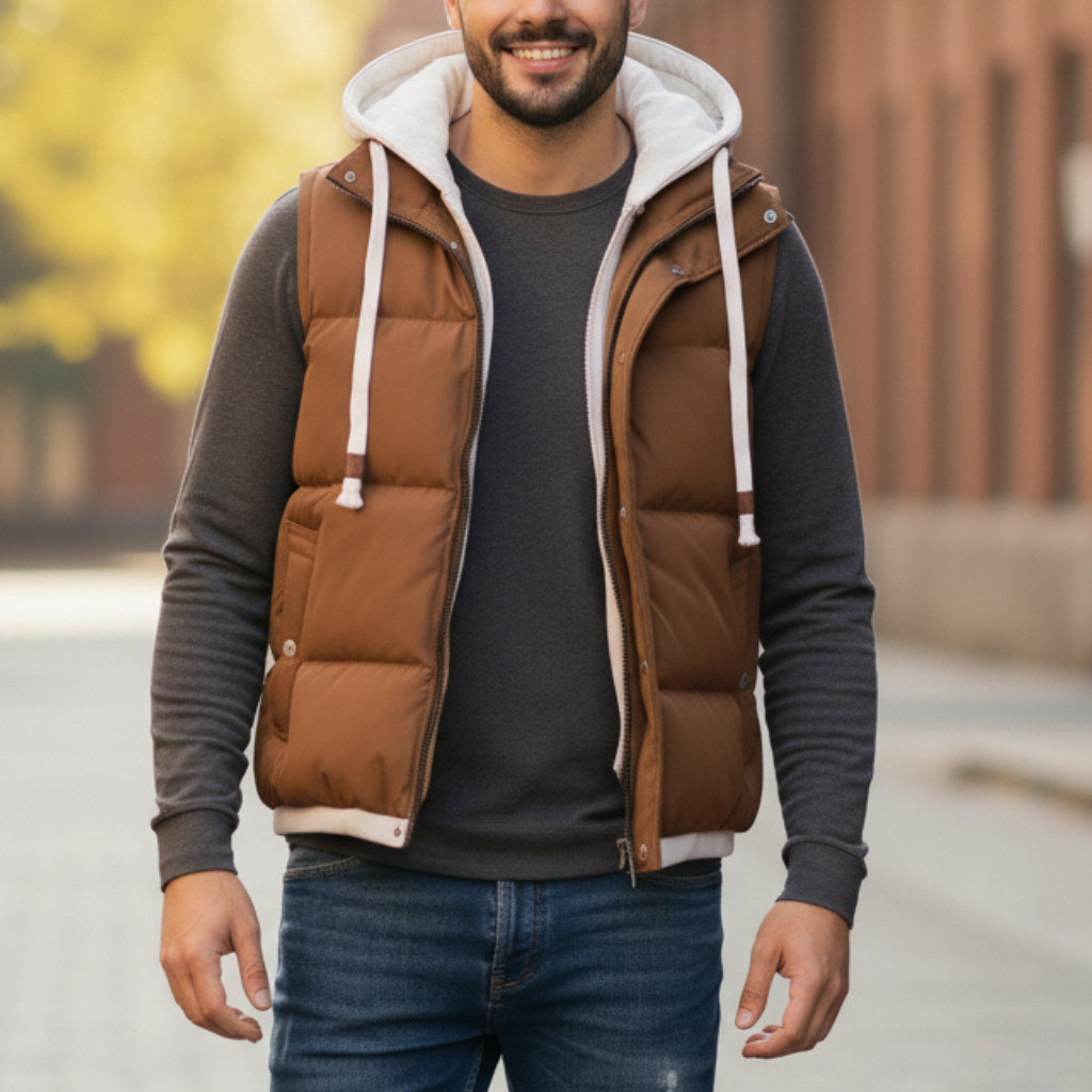 Herren Wasserdichte Puffer Gilet - Mit Kapuze und Taschen