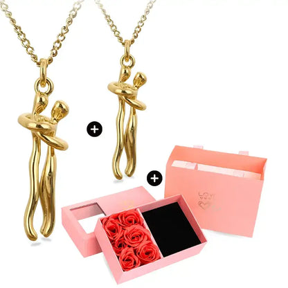 Eternal Embrace Necklace – Buy 1, Get 2 + Free Gift Box, eternal embrace necklace, couple necklace set, buy 1 get 2 necklace, matching couple necklaces, luxury gift necklace box, titanium necklace couples, romantic gift necklace, anniversary gift for her/him, boyfriend girlfriend necklace, love pendant necklace set, necklace with gift box, double necklace offer