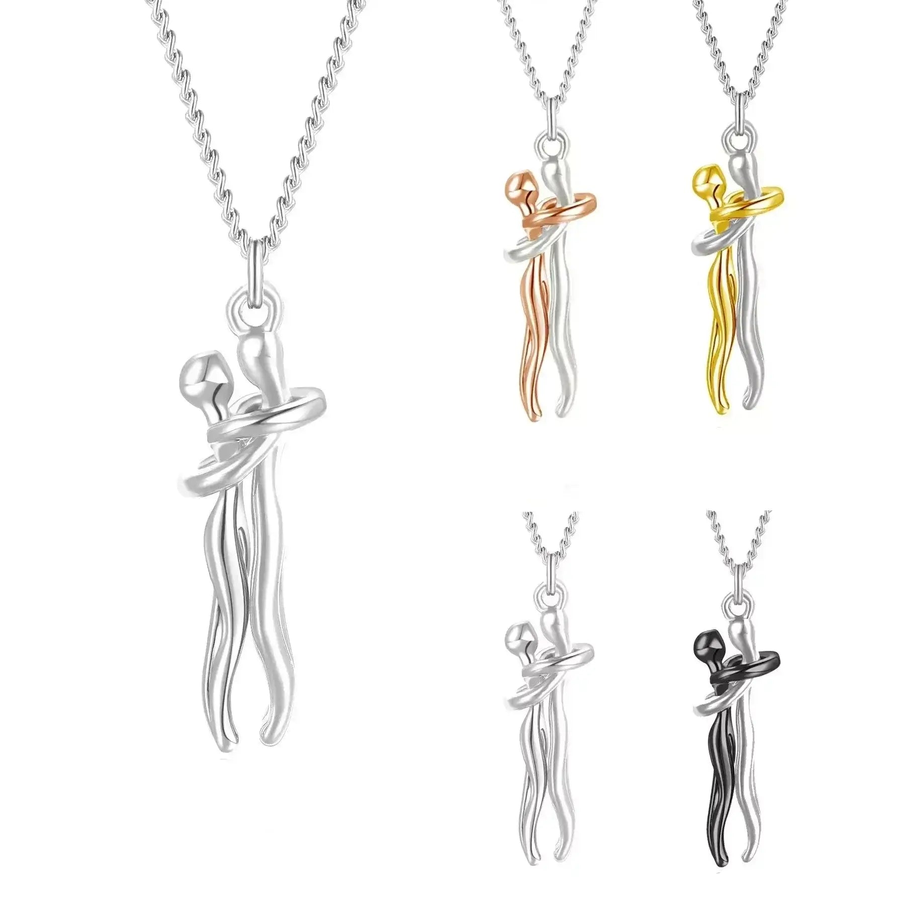 Eternal Embrace Necklace – Buy 1, Get 2 + Free Gift Box, eternal embrace necklace, couple necklace set, buy 1 get 2 necklace, matching couple necklaces, luxury gift necklace box, titanium necklace couples, romantic gift necklace, anniversary gift for her/him, boyfriend girlfriend necklace, love pendant necklace set, necklace with gift box, double necklace offer