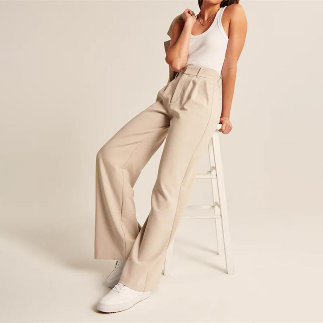 Damen Plissee Arbeitshose - Weites Bein & High-Waisted