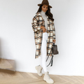 Damen Oversized Karierter Mantel - Entspannte Passform & Knopfleiste