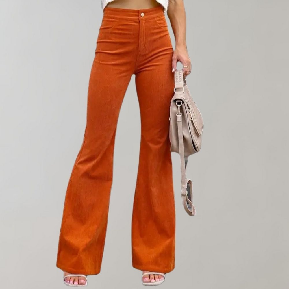 Damen Schlagjeans - High-Waist mit Knopfleiste
