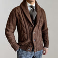 Herren-Zopfmuster-Cardigan - Schalkragen-Stil