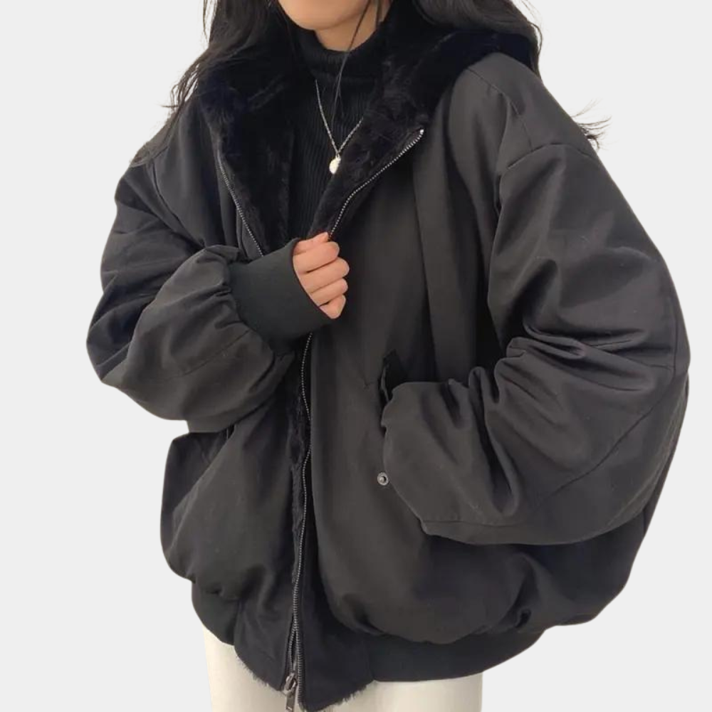 Damen Oversized Winterjacke - Wendbar mit Kapuze