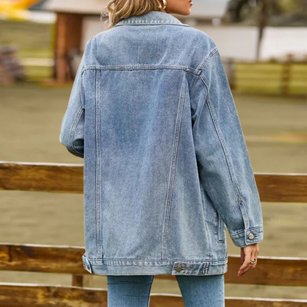 Damen Oversized Jeansjacke - Klassischer Vintage-Stil