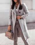 Damen Knielanger Trenchcoat - Bindegürtel mit Breitem Revers