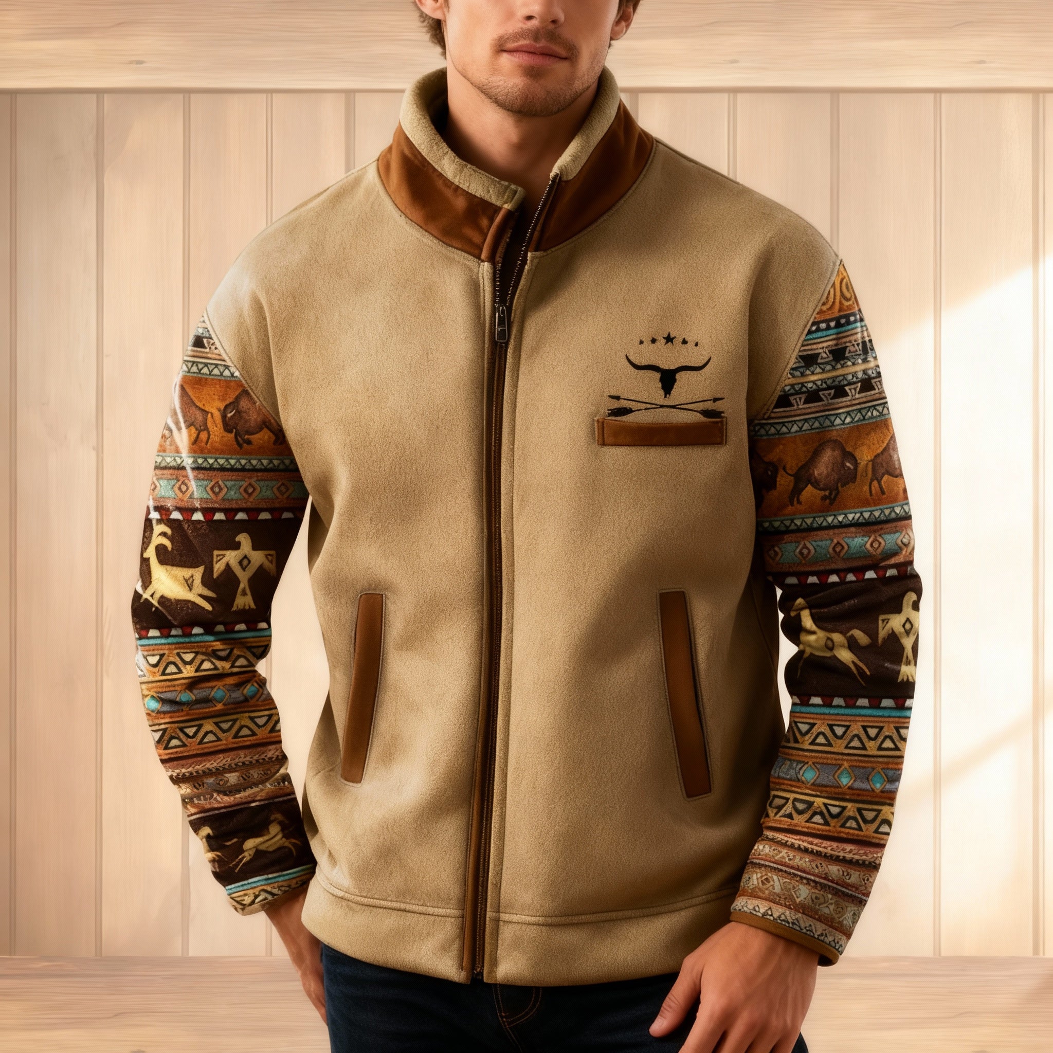 Herren Fleece Jacke - Stehkragen mit Weichem Futter