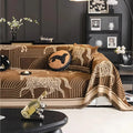 Pferde-Jacquard Decke – Boho-Sofa-Überwurf mit Fransen