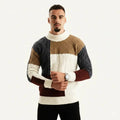 Herren Colorblock Pullover - Strukturierter Stehkragen-Strick