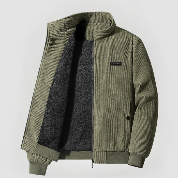 Herren Cord-Winterjacke – Warm gefüttert mit Stehkragen
