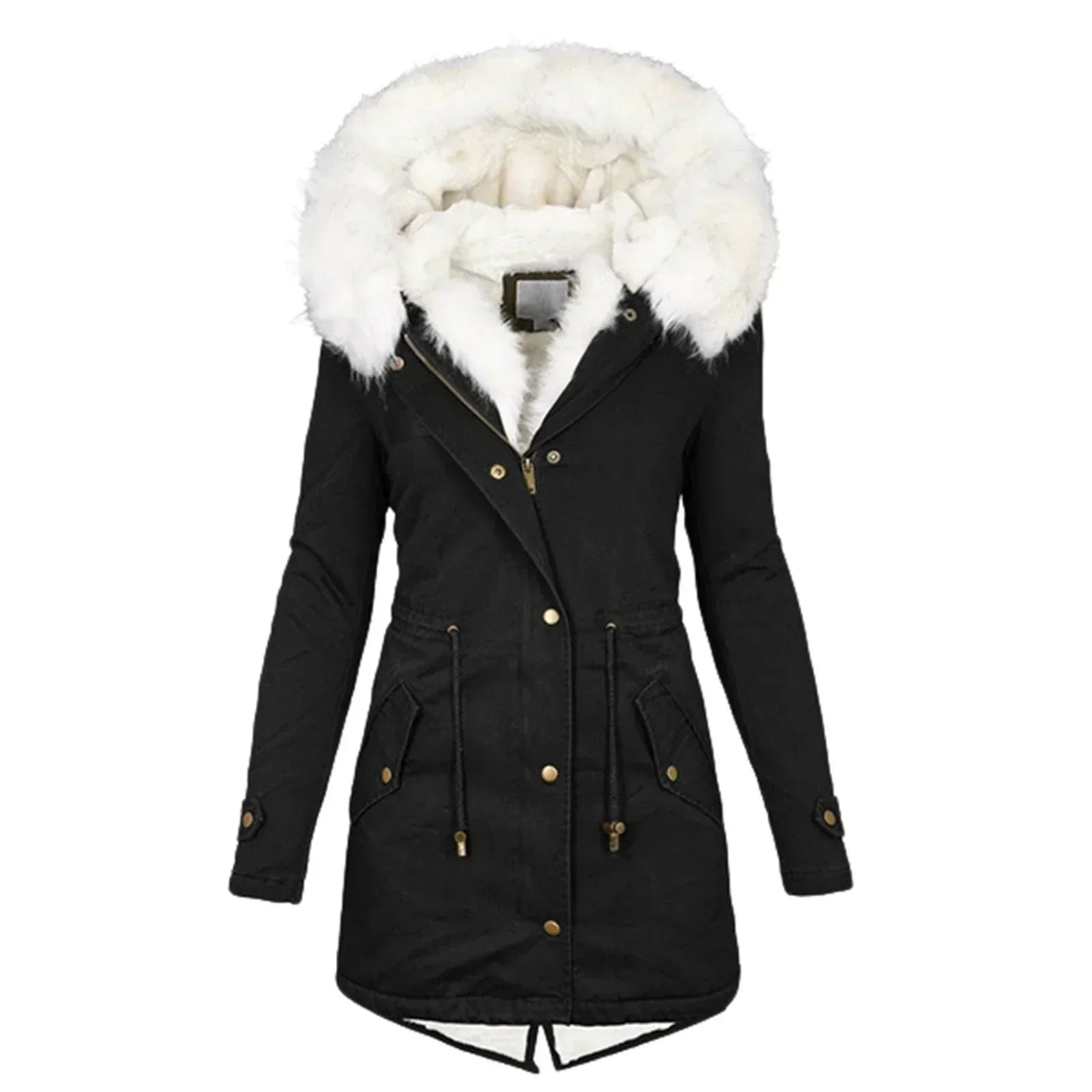 Damen Parka Wintermantel - Tailliert & Kapuze