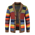 Herren-Strick-Cardigan - Mehrfarbig im Vintage-Streifen-Stil