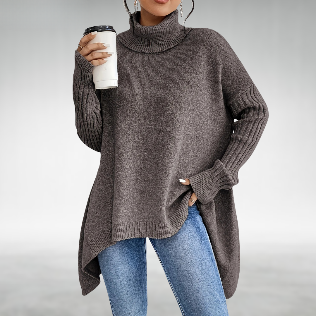 Damen Rollkragen Strickpullover – Oversize und Long