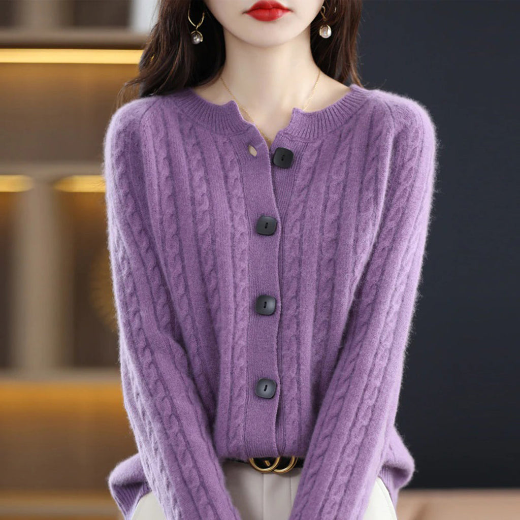 Damen Zopfmuster-Strickjacke – Gemütliche Oberbekleidung