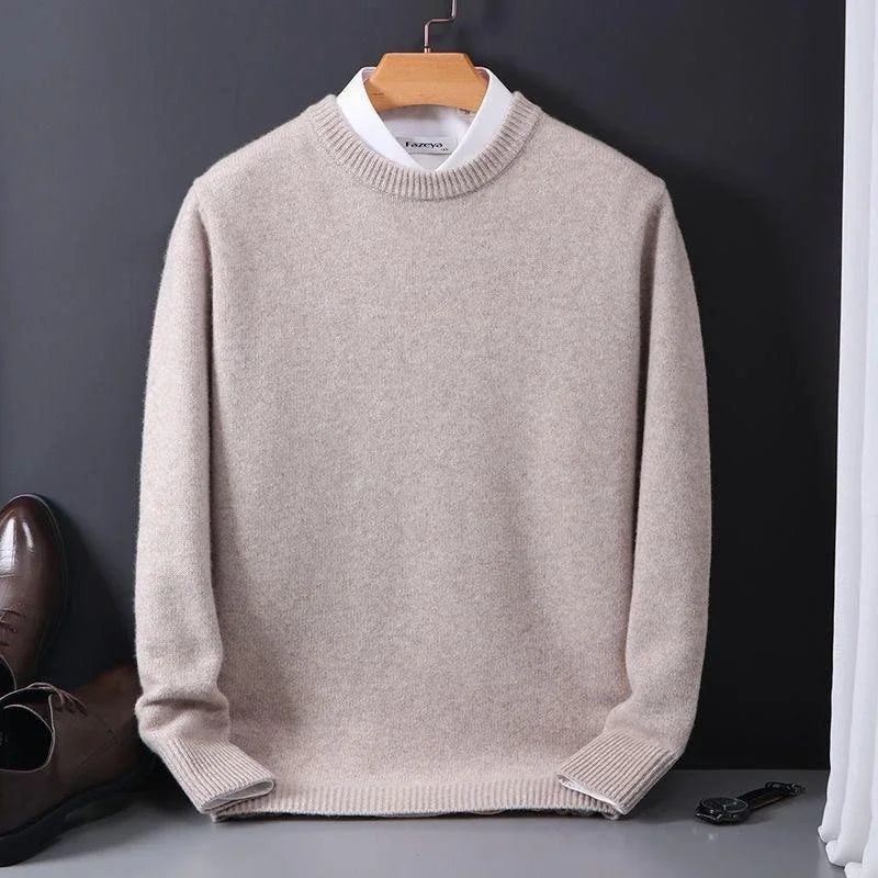 Herren Weicher Kaschmir Pullover - Gestrickter Rundhalsausschnitt