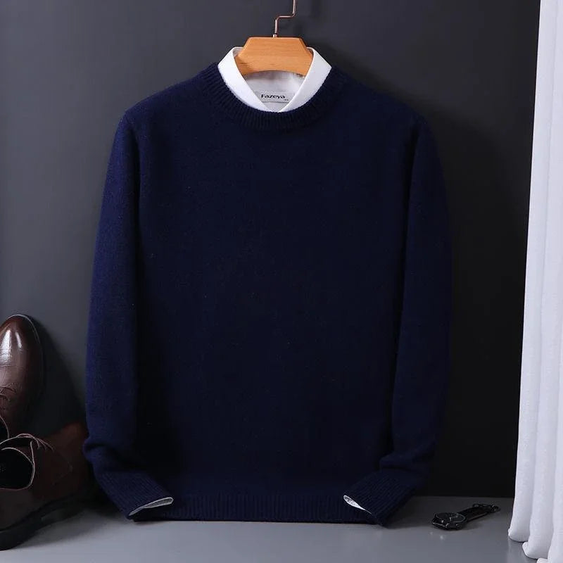 Herren Weicher Kaschmir Pullover - Gestrickter Rundhalsausschnitt