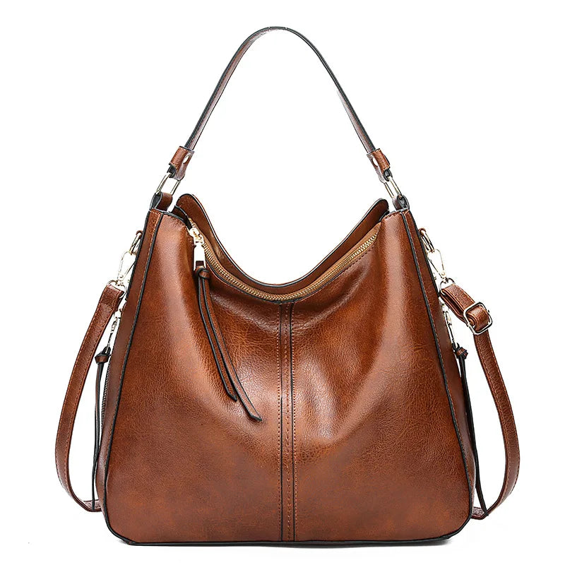 Damen Halbmond-Schultertasche - Hobo-Stil, Reißverschluss & Tragegriff