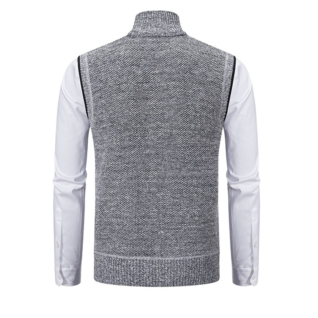 Herren Stehkragen Gilet - Gestrickte Weste mit Reißverschluss