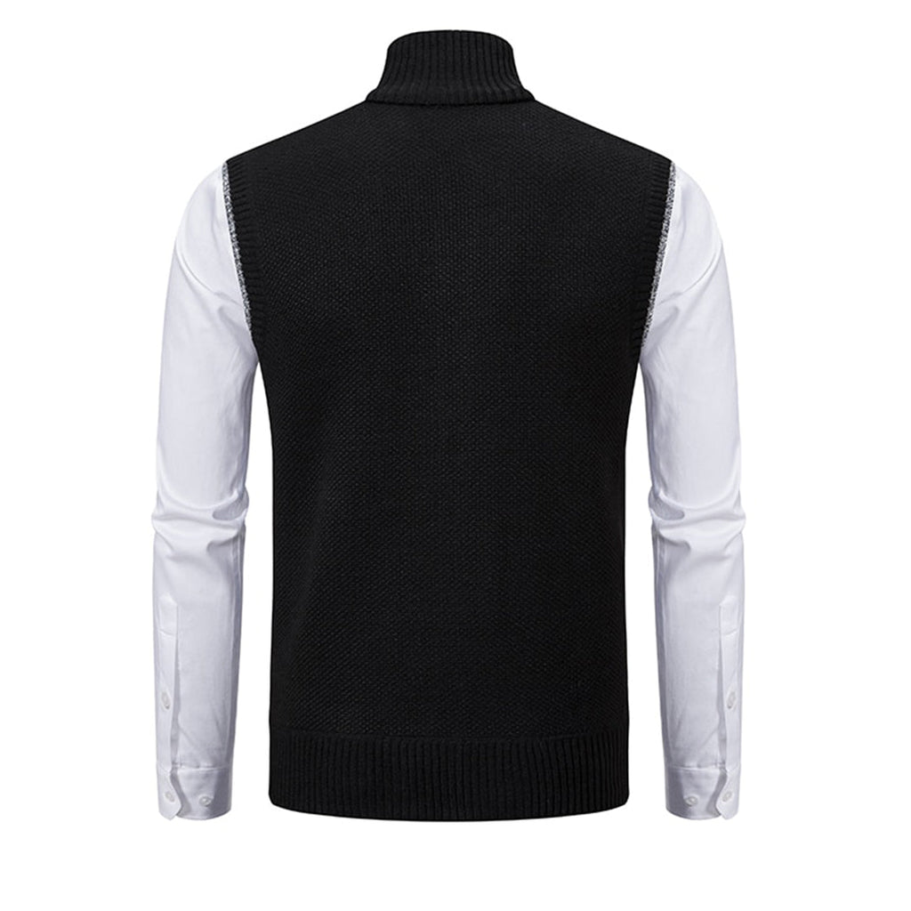 Herren Stehkragen Gilet - Gestrickte Weste mit Reißverschluss