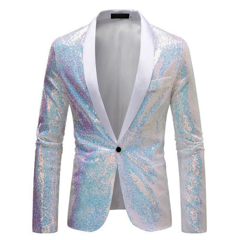 Herren Pailletten Blazer Jacke - Schmale Passform mit Einzelknopf